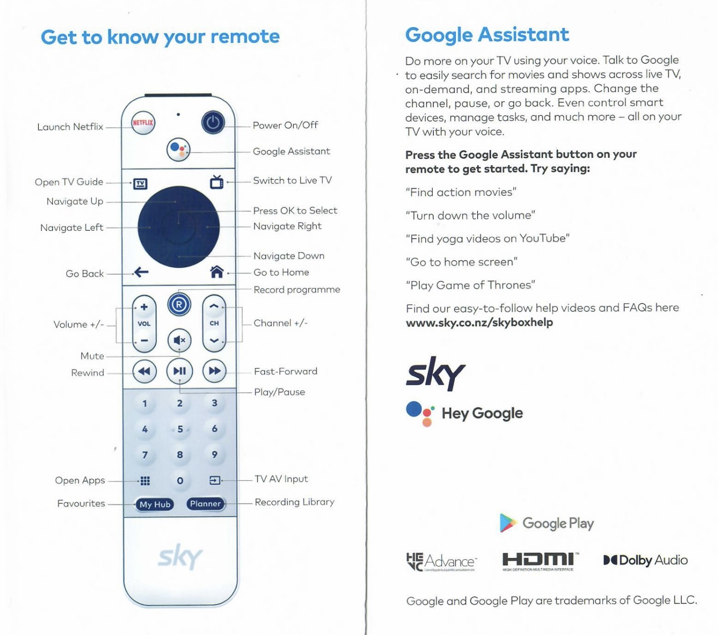 How to use the SKY remote