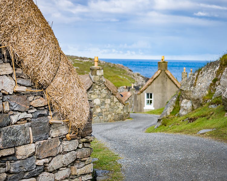 Gearrannan Blackhouse Village, built in the 1800s close to the Callanish Standing Stones and Carloway Broch