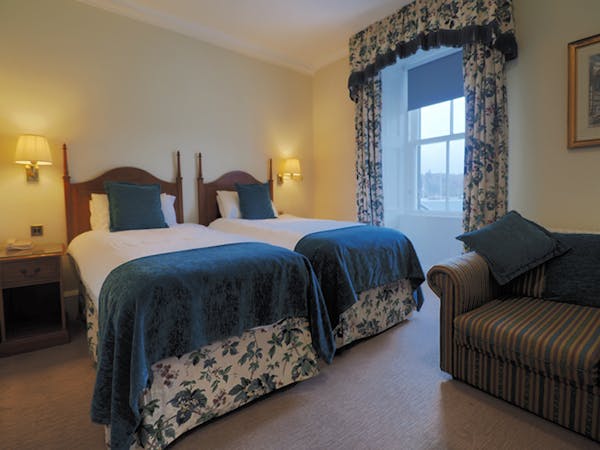Twin room with harbour view in the Royal Hotel located in Stornoway, Isle of Lewis.
