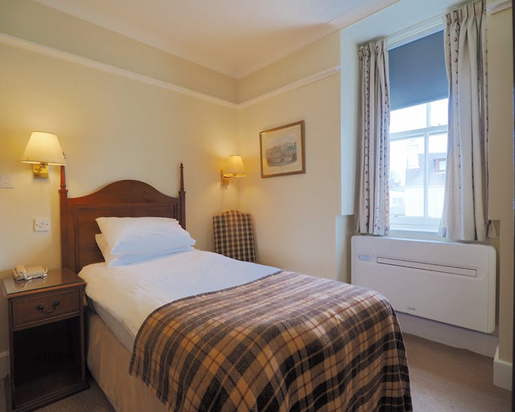 Single room with rear facing view in the Royal Hotel Stornoway on the Isle of Lewis
