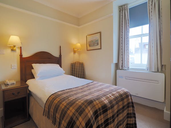 Single room with rear facing view in the Royal Hotel Stornoway on the Isle of Lewis