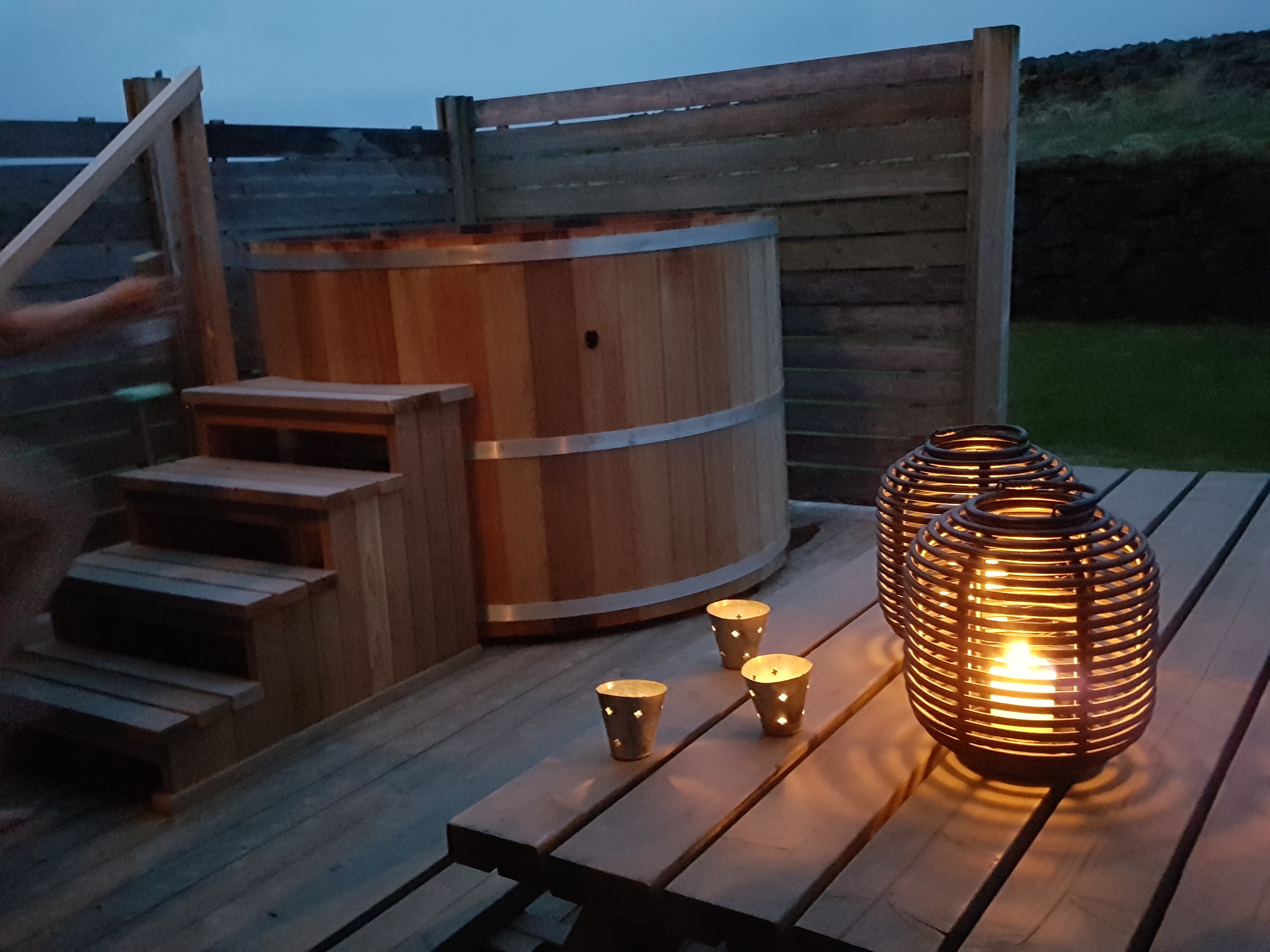 The Barn house in Stokkseyri - hot tub on terrace.