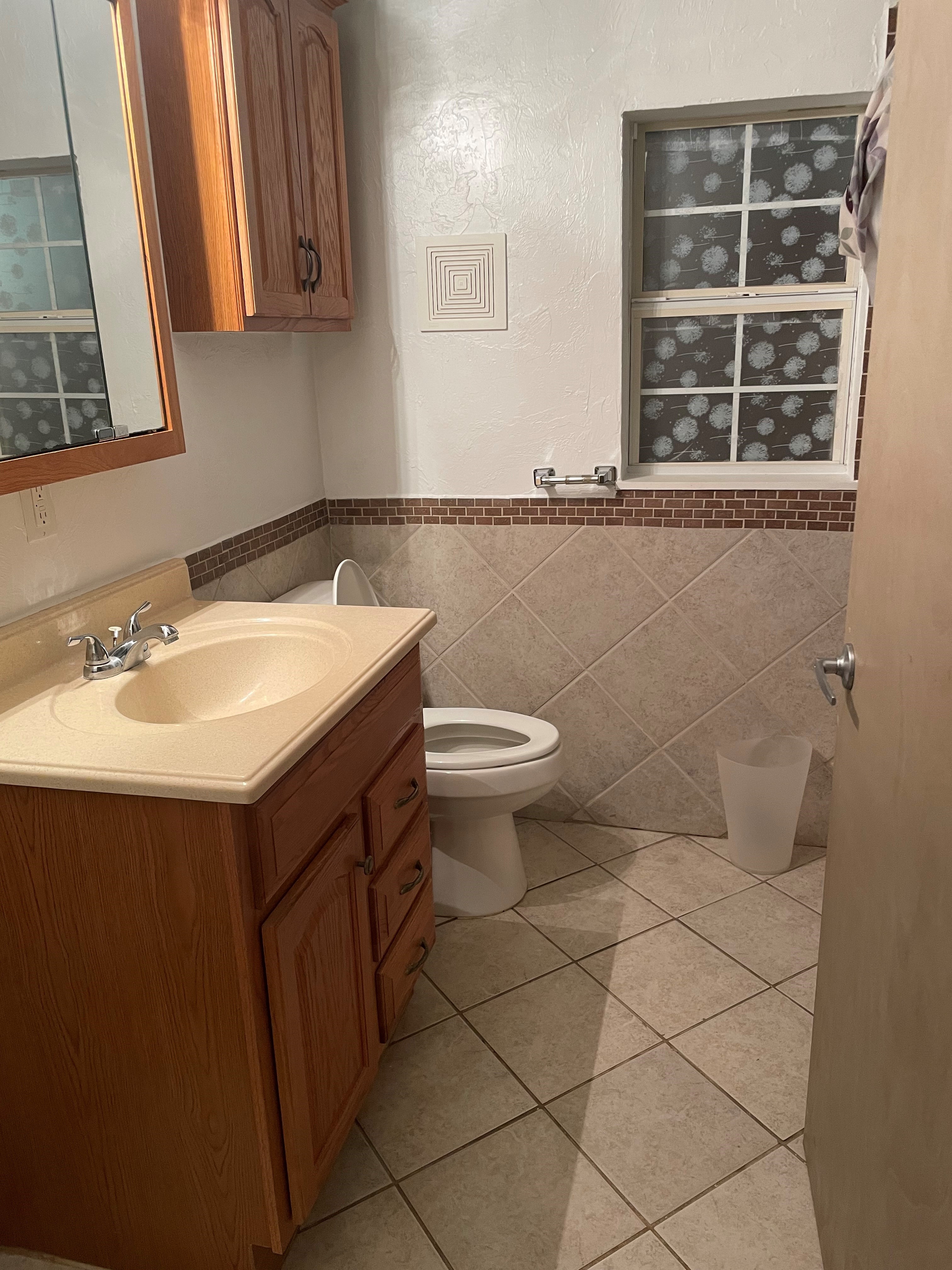 Standard Suite Type 11 bathroom at WangShi Palace — clean vanity, tiled shower, and bright natural lighting.