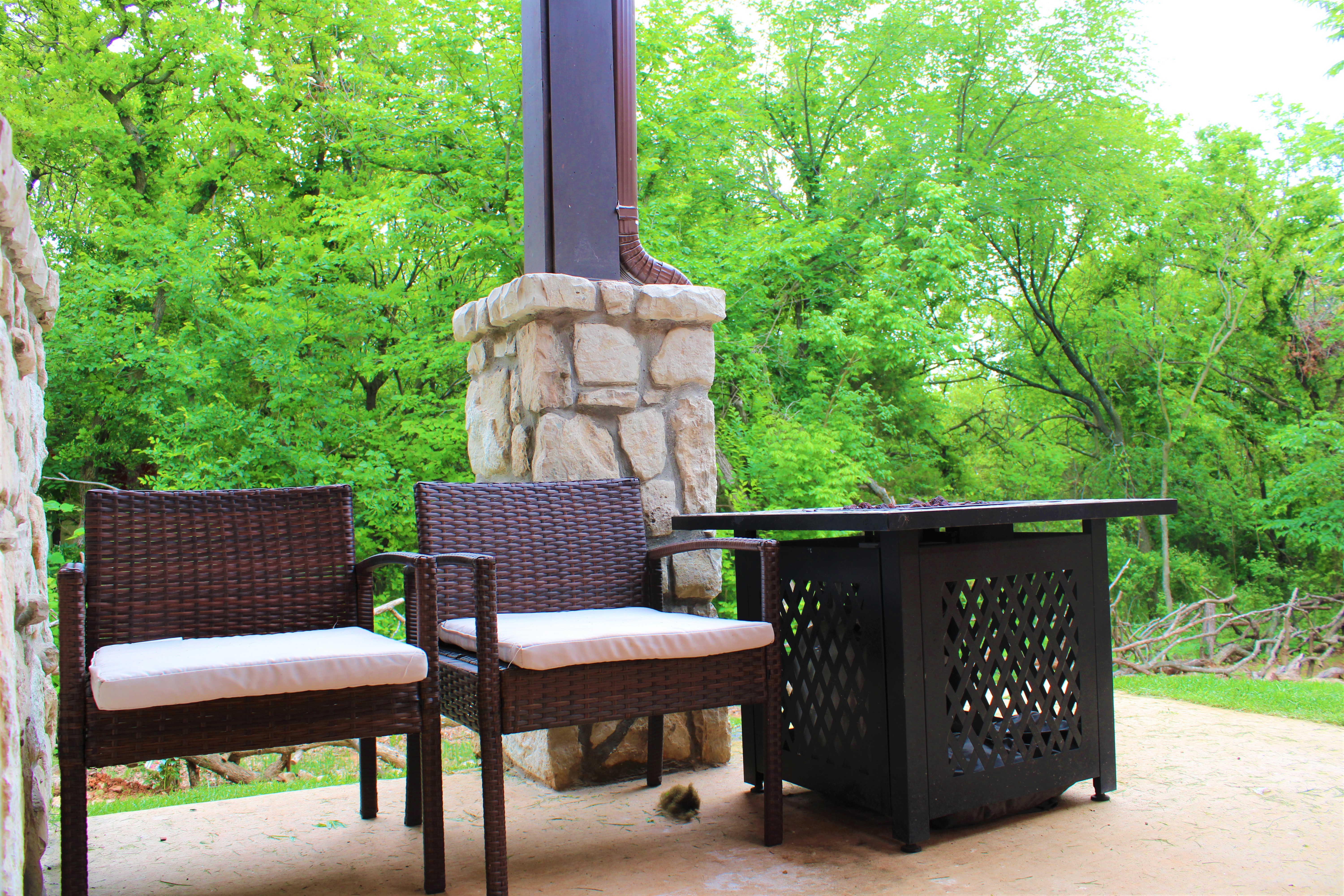 Private balcony with fire pit and forest view at WangShi Palace