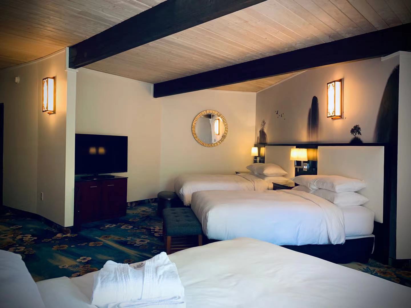 Family room at WangShi Palace with two XL beds and spacious layout, Oklahoma City