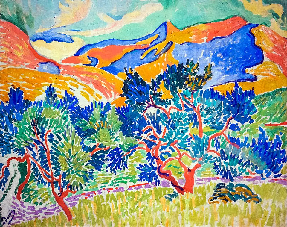 Tableau de Derain representant les montagnes a collioure