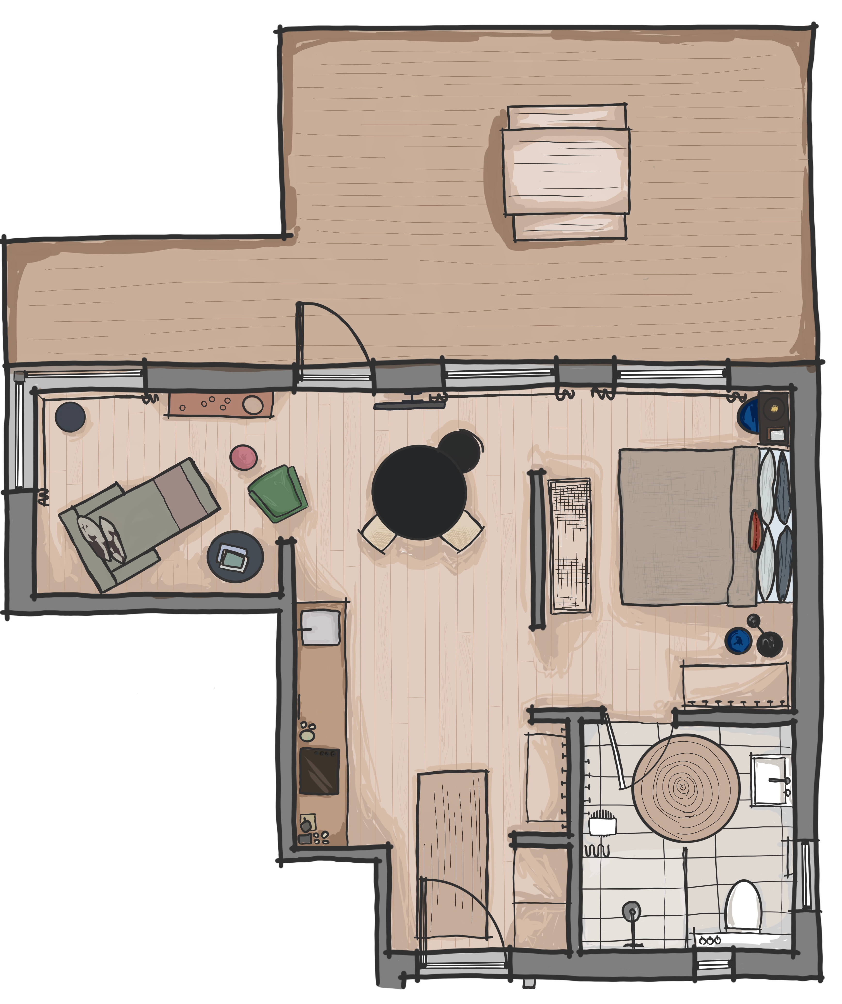 Inni apartments - floorplan for Inni 4 - superior studio