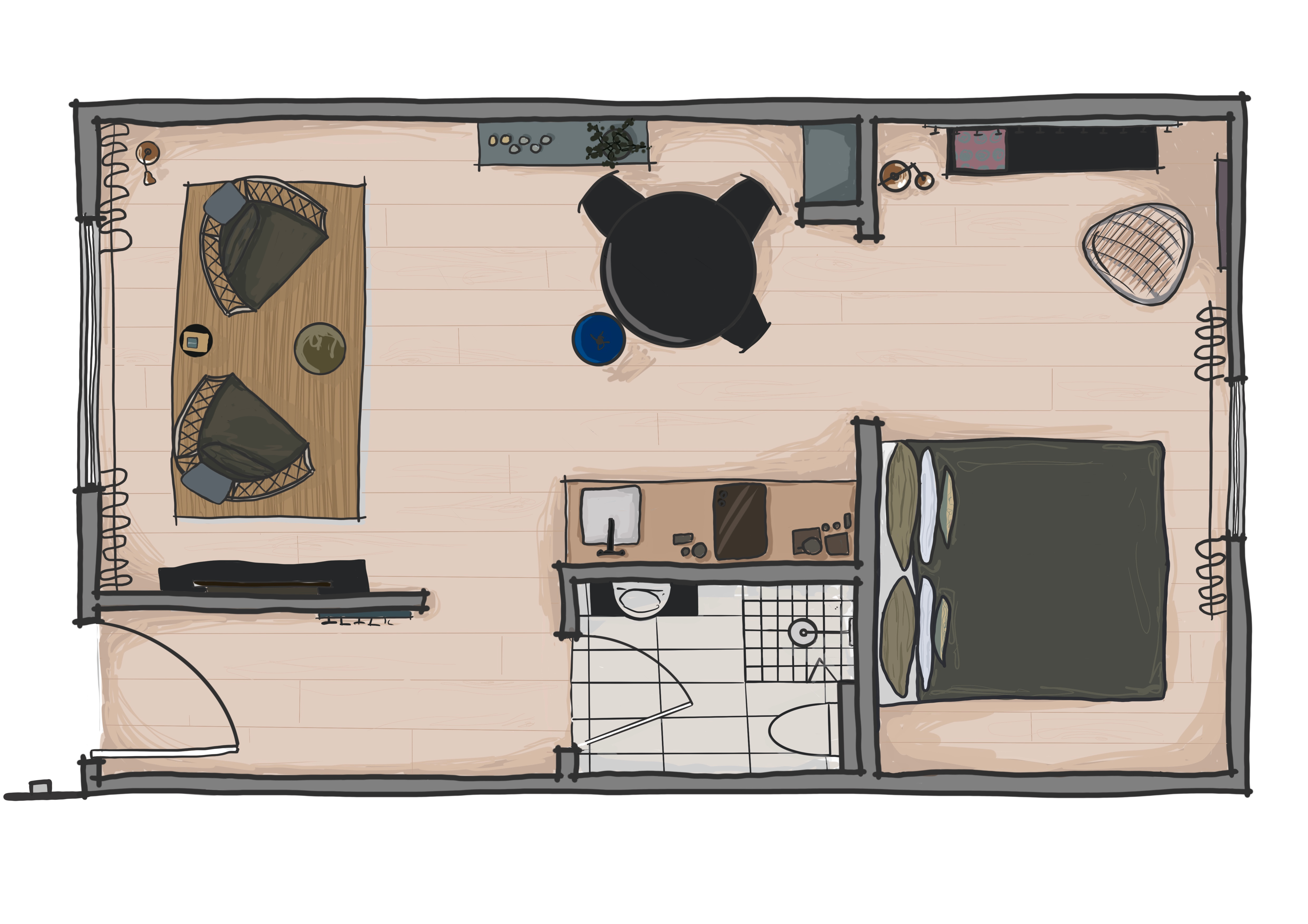 Inni apartments - floorplan for Inni 5-9 - standard studios