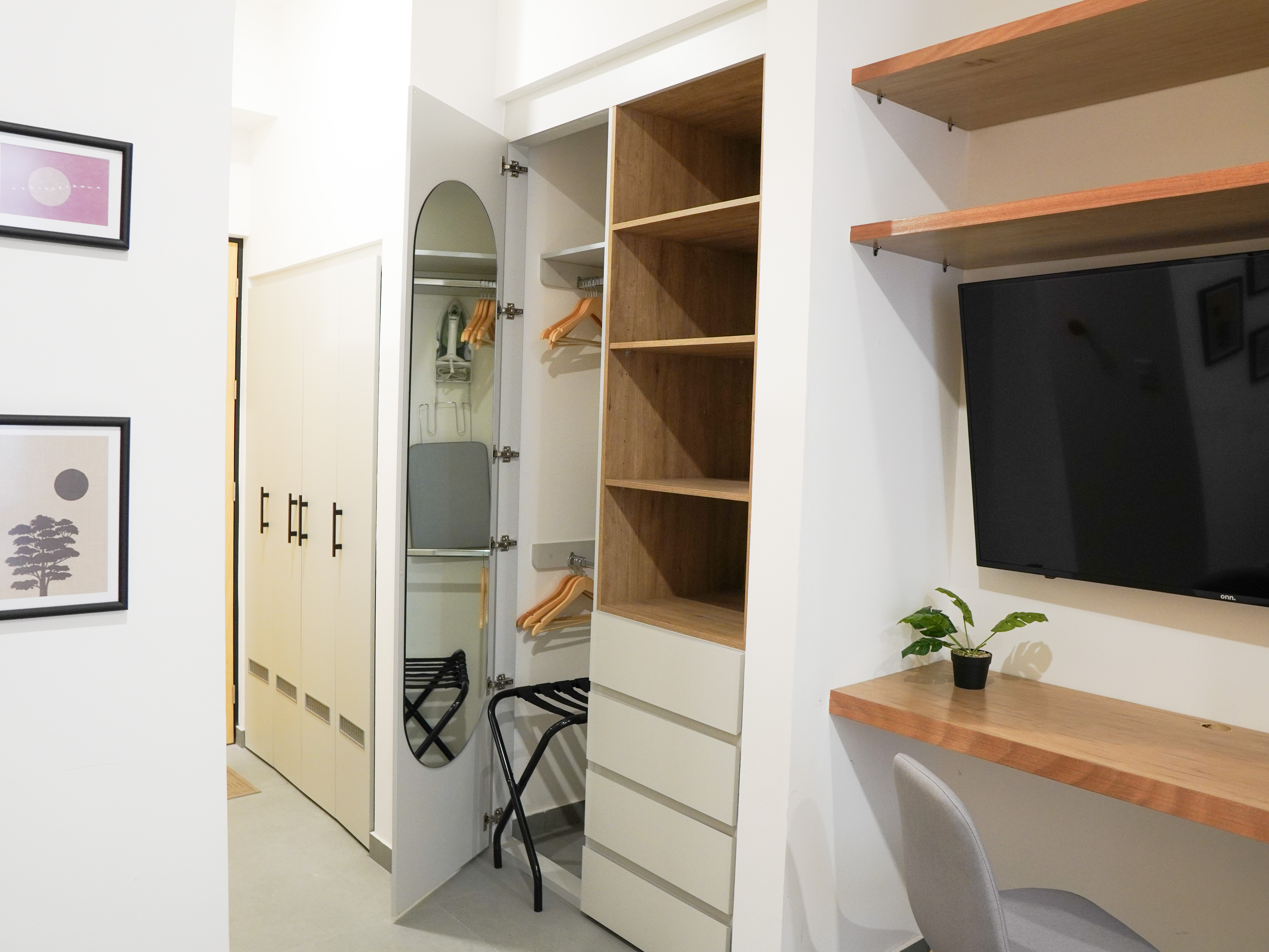 Closet with hangers.